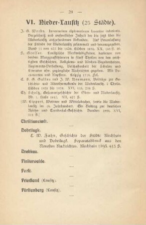 VI. Nieder-Lausitz (25 Städte)