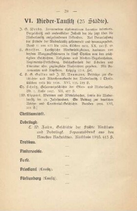 VI. Nieder-Lausitz (25 Städte)