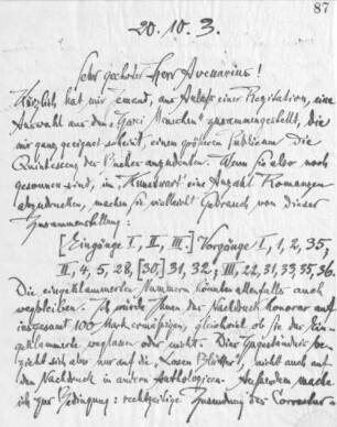 Brief an Ferdinand Avenarius