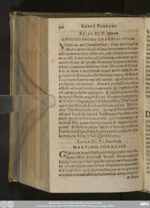 Epist. XCV. Romam. Christophoro Chamberlino, Suo.