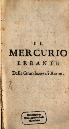 Il Mercurio errante delle grandezze di Roma