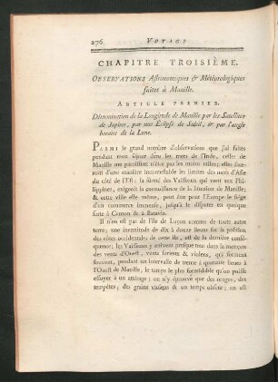 Chapitre triosième. Observations astronomiques & météorologiques faites à Manille