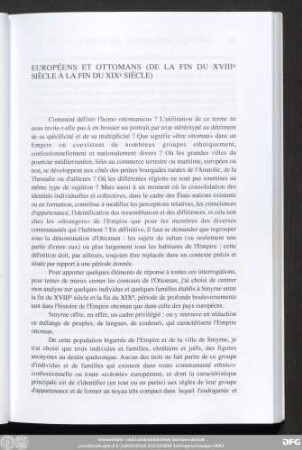 Européens Et Ottomans (De La Fin Du XVIIIe Siècle À La Fin Du XIXe Siècle)