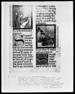 Regel des heiligen Benedikt — Zwei Miniaturen aus der Legende des heiligen Benedikt, Folio 22recto