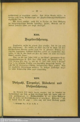 XIV. Viehzucht, Tierpolizei, Abdeckerei und Viehversicherung
