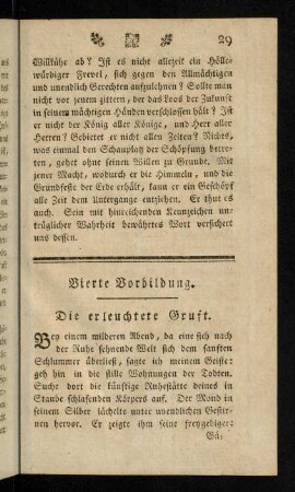 29-45, Vierte Vorbildung. Die erleuchtete Gruft. - Fünfte Vorbildung. Die Kostbarkeit der Zeit.