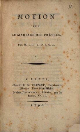 Motion sur le mariage de prêtres