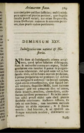 Demensum XXV. Indulgentiarum natura & Historia.