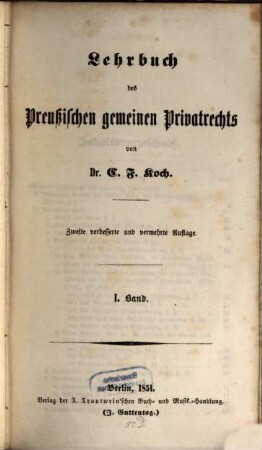 Lehrbuch des preußischen gemeinen Privatrechts. 1