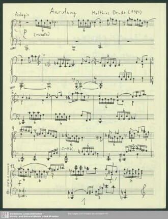 Anrufung : [für Klavier]; (1984)
