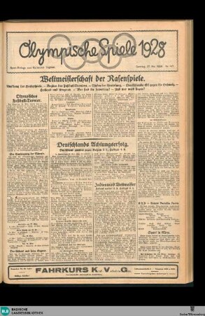 Karlsruher Tagblatt, Olympische Spiele 1928