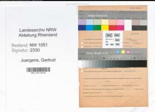 Entnazifizierung Gertrud Juergens , geb. 29.12.1919 ()