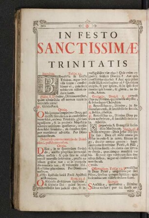 In festo sanctissimae trinitatis.