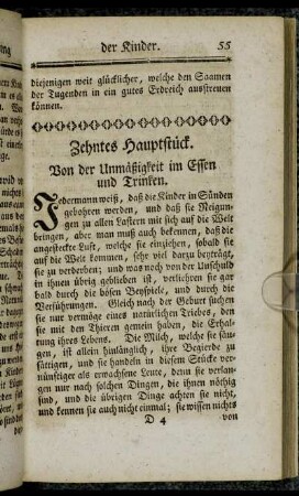 Zehntes Hauptstück. Von der Unmäßigkeit im Essen und Trinken.