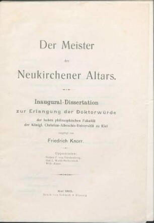 Der Meister des Neukirchener Altars