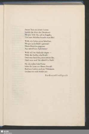 [Gedicht von Ferdinand Freiligrath]