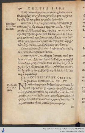 De Accentibus et Obiter de quantitate vocalium Cap. IX.
