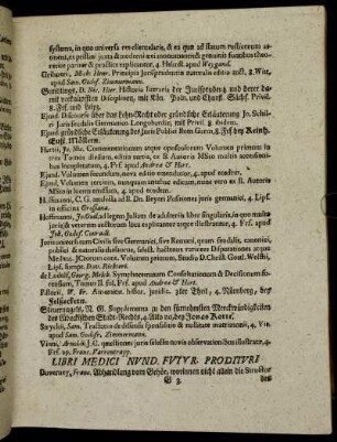 Libri Medici Nund. Futur. Prodituri.
