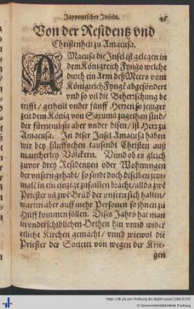 Von der Residenz und Christenheit zu Amacusa.