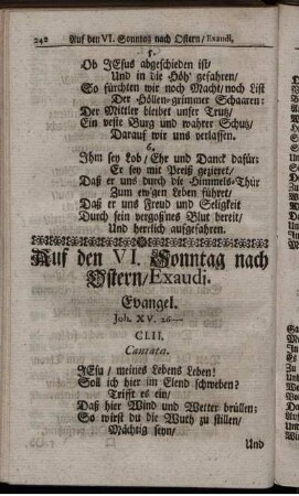 Auf den VI. Sonntag nach Ostern / Exaudi.