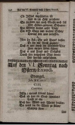 Auf den VI. Sonntag nach Ostern / Exaudi.