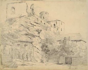 Die Burg Schreckenstein (Střekov) bei Aussig an der Elbe (Ústí n.L.)