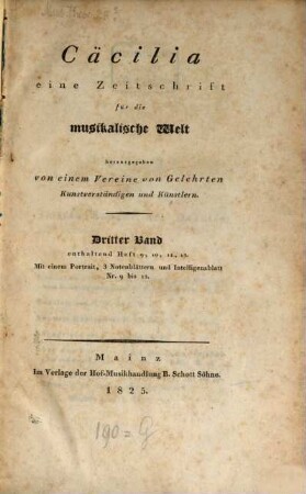 Caecilia  : eine Zeitschrift für die musikalische Welt. 3 = H. 9 - 12. 1825