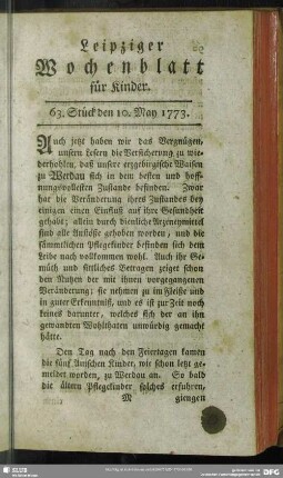 63. Stück den 10. May 1773