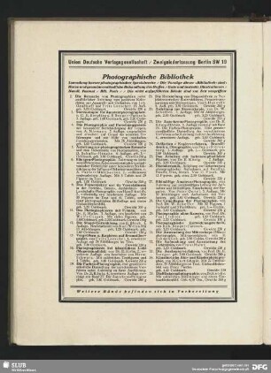 Werbung: Photographische Bibliothek, Berlin
