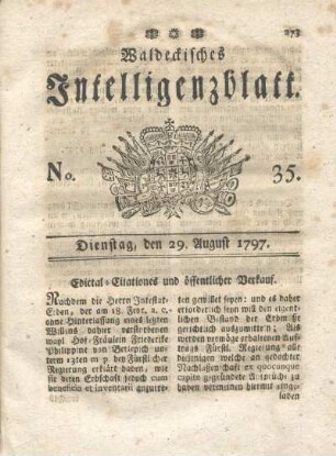 No. 35, Dienstag, den 29. August 1797