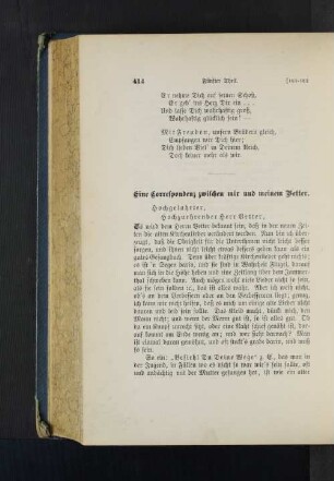 Eine Correspondenz zwischen mir und meinem Vetter.