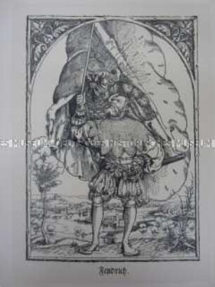 Kriegerdarstellung, Fähnrich mit der kaiserlichen Fahne, 1545/1559.