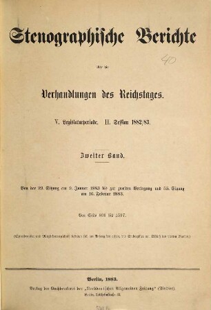 Verhandlungen des Reichstages. Stenographische Berichte. 69. 1882/83