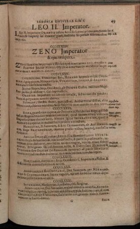 Zeno Imperator, & eius tempora.