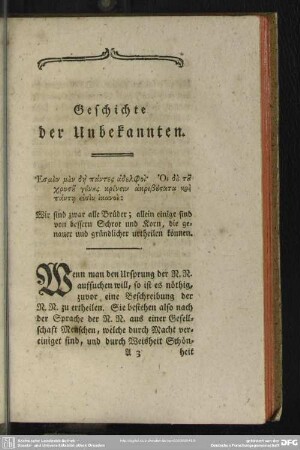 Geschichte der Unbekannten