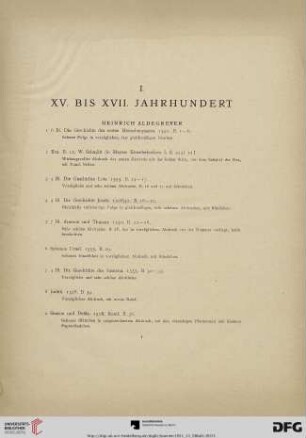 I. XV. bis XVII. Jahrhundert (Nr. 1-674)