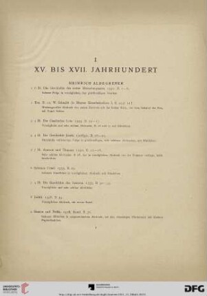 I. XV. bis XVII. Jahrhundert (Nr. 1-674)