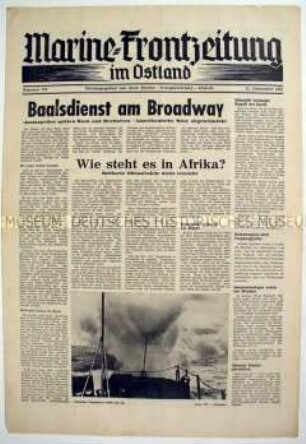Kriegszeitung "Marine-Frontzeitung im Ostland" u.a. zur Kriegslage in Nordafrika
