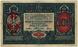 Geldschein, 100 Polnische Mark, 9.12.1916