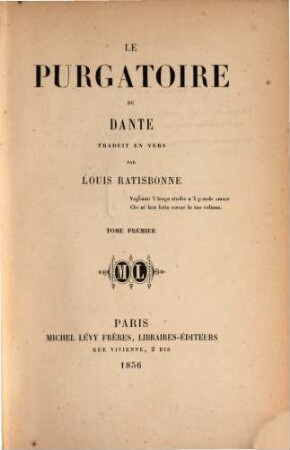 La divine comédie, [3]. Le purgatoire du Dante ; 1