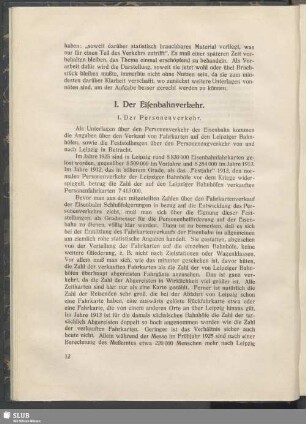 I. Der Eisenbahnverkehr