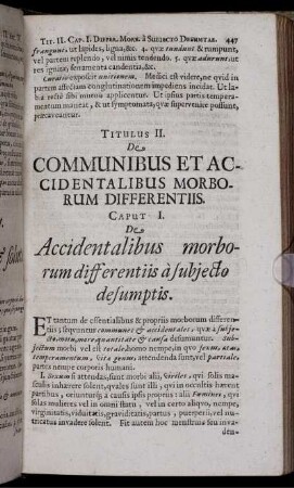 Titulus II. De Communibus Et Accidentalibus Morborum Differentiis