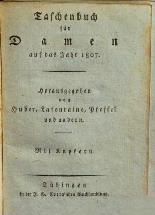 Taschenbuch für Damen : auf das Jahr ... 1807