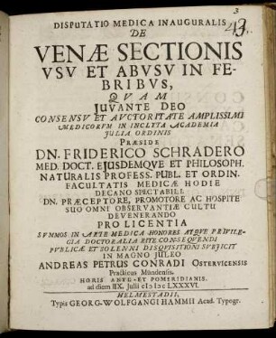 Disputatio Medica Inauguralis De Venae Sectionis Usu Et Abusu In Febribus