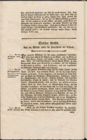 Sechster Artikel. Von den Mitteln wider die Krankheiten der Schaafe