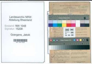 Entnazifizierung Jakob Goergens , geb. 07.12.1898 (Kaufmaennischer Angestellter)