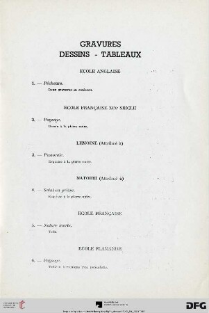 Gravures Dessins - Tableaux (Nr. 1-6)
