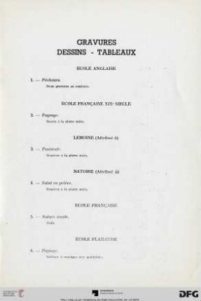 Gravures Dessins - Tableaux (Nr. 1-6)