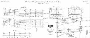 Pforzheim Hbf: Empfangsgebäude Bahnsteig 4 und 5 Überdachung Grundriss,Schnitte,Ansicht