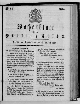 Nr. 33, Ausgabe vom 19. August 1837